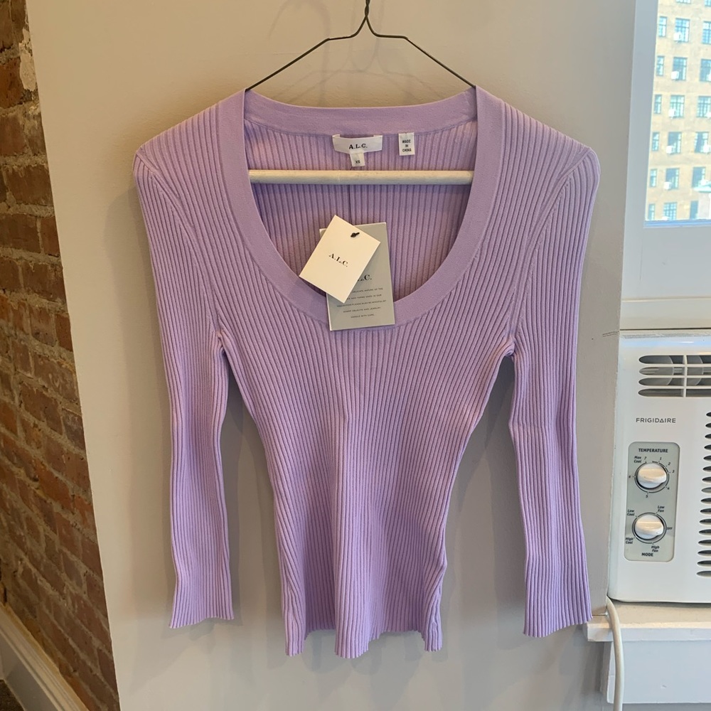 A.L.C. Brandon Ribbed Top XS Light Purple